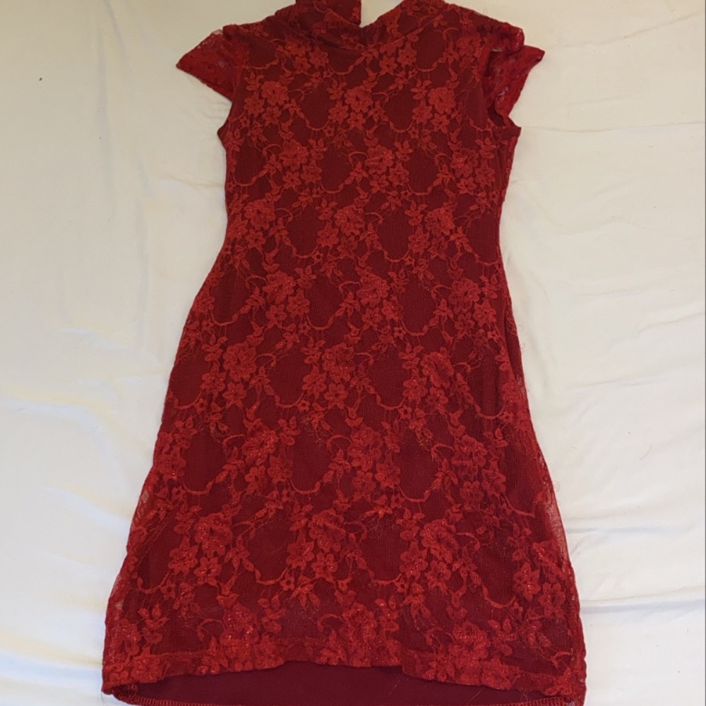 Red lace dress